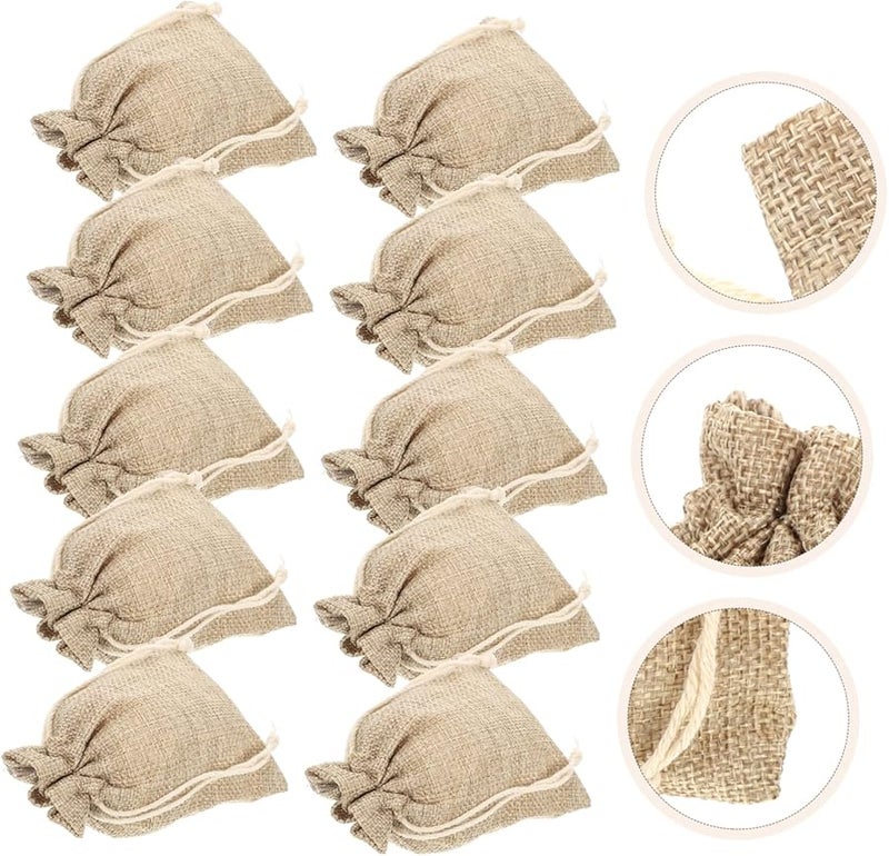 FRCOLOR 10 Pack White Lint Drawstring Jewelry Bags Portable Storage Pouches for Wedding Festival - Image 4
